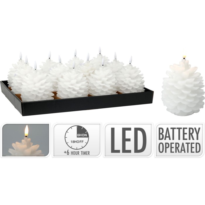 CANDELA PIGNA A LED 13CM BIANC